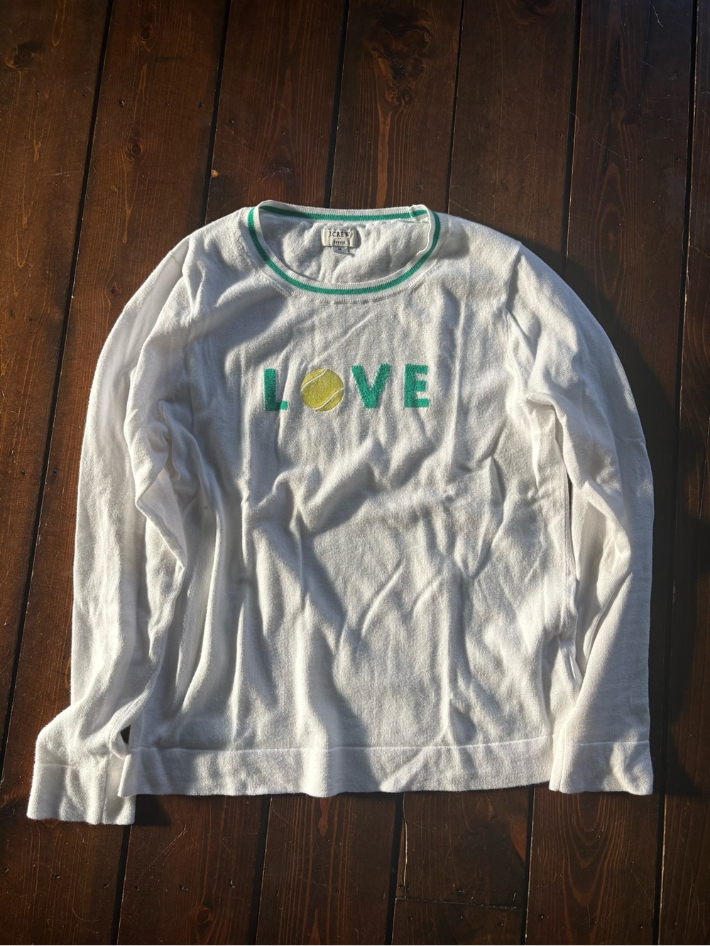 White 'LOVE' Tennis Graphic Teddie Sweater